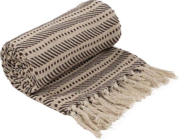 Hnědo-béžová deka s příměsí recyklovaných vláken 125x150 cm – Ixia