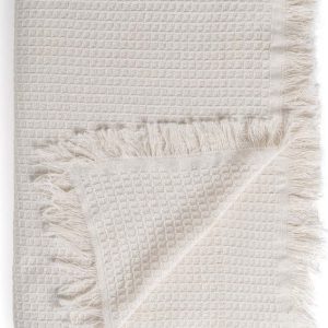 Krémový přehoz z recyklované bavlny 260x280 cm Honeycomb – Ixia