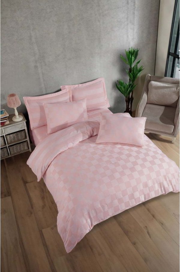 Růžové damaškové povlečení na dvoulůžko 200x200 cm Kareli – Mijolnir