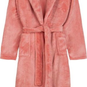 Růžový župan z mikroplyše velikost XS/S Polyvelvet – Good Morning