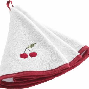 Červeno-bílý froté bavlněný ručník 60 cm Cerisette – douceur d'intérieur