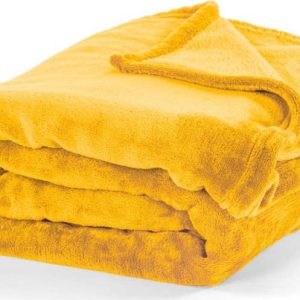 Okrově žlutý přehoz z mikroplyše na jednolůžko 150x200 cm Cosy - Tiseco Home Studio