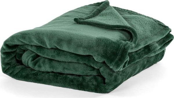 Tmavě zelený přehoz z mikroplyše na jednolůžko 150x200 cm Cosy - Tiseco Home Studio