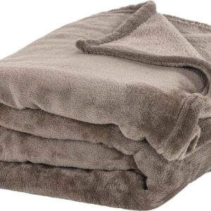 Přehoz taupe z mikroplyše 220x240 cm Plaid – Tiseco Home Studio