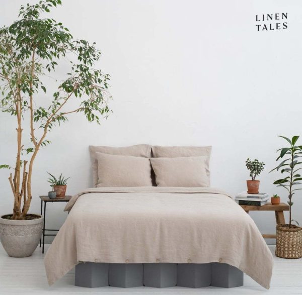 Krémové povlečení na jednolůžko z konopného vlákna 140x200 cm – Linen Tales