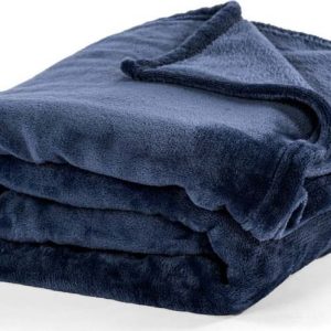 Tmavě modrý přehoz z mikroplyše na jednolůžko 150x200 cm Cosy - Tiseco Home Studio