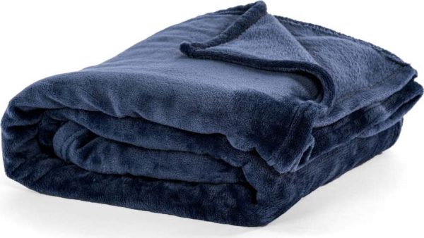 Tmavě modrý přehoz z mikroplyše na jednolůžko 150x200 cm Cosy - Tiseco Home Studio