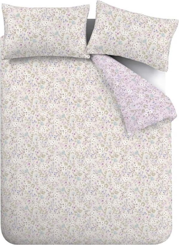 Bavlněné povlečení na jednolůžko v levandulové a béžové barvě 135x200 cm Ditsy Floral – Bianca