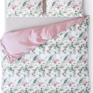 Bílo-růžové bavlněné povlečení na dvoulůžko 200x200 cm Averi Kingfihser – Restilo