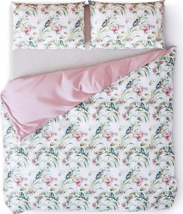 Bílo-růžové bavlněné povlečení na dvoulůžko 200x200 cm Averi Kingfihser – Restilo