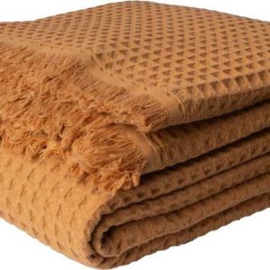 Bavlněný přehoz v měděné barvě 140x200 cm Waffle – Mijolnir