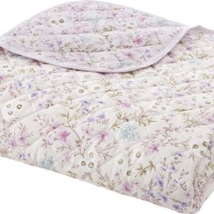 Bavlněný prošívaný přehoz v levandulové a béžové barvě 220x230 cm Ditsy Floral – Bianca