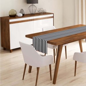 Běhoun na stůl 40x130 cm Black Stripes – Minimalist Cushion Covers