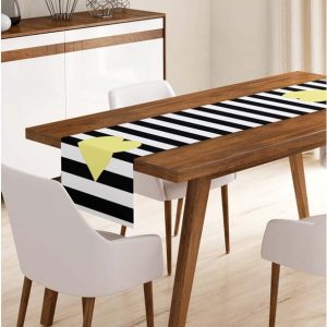 Běhoun na stůl 45x140 cm Black Stripes – Minimalist Cushion Covers