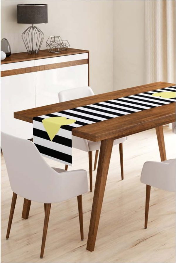 Běhoun na stůl 45x140 cm Black Stripes – Minimalist Cushion Covers