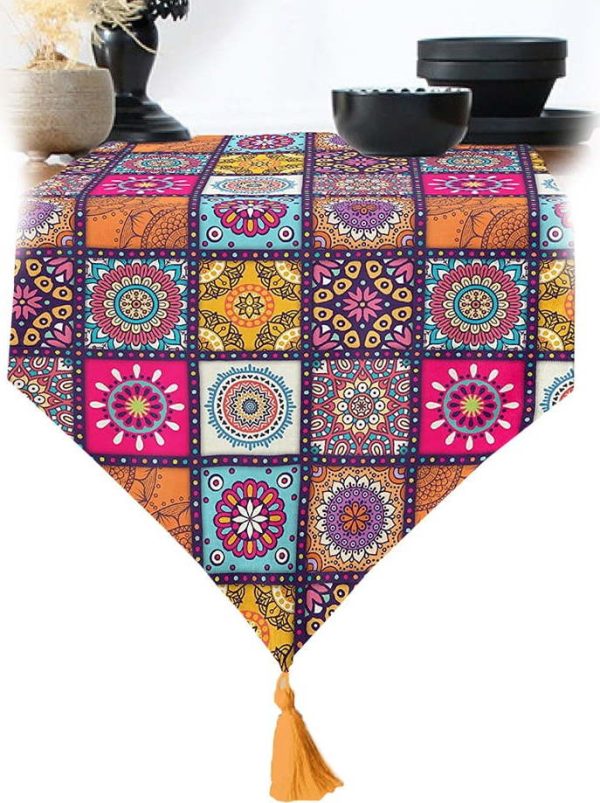 Běhoun na stůl 45x140 cm Mandala Tiles – Minimalist Cushion Covers