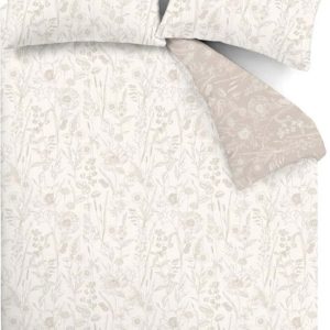 Béžové flanelové prodloužené povlečení na dvoulůžko 230x220 cm Floral Toile – Bianca