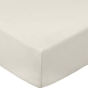 Béžové napínací prostěradlo z bavlněného perkálu 185x200 cm Cotton Percale – Bianca