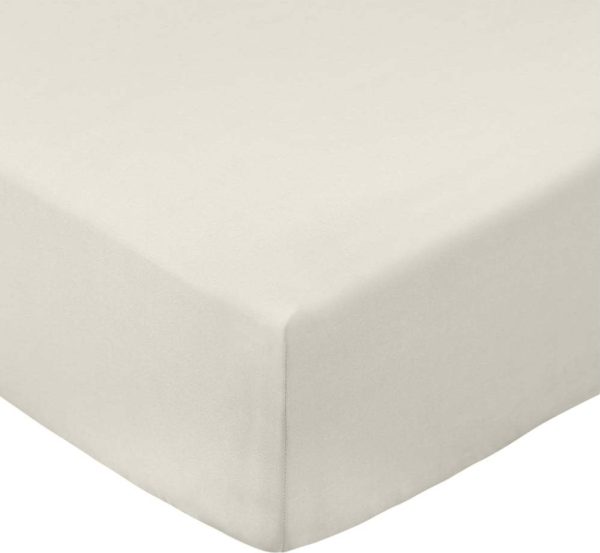 Béžové napínací prostěradlo z bavlněného perkálu 185x200 cm Cotton Percale – Bianca