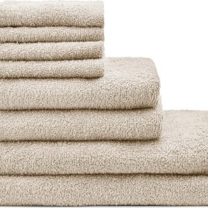 Béžové rychleschnoucí bavlněné ručníky a osušky v sadě 8 ks Quick Dry – Catherine Lansfield