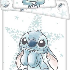 Bílé bavlněné dětské povlečení do postýlky 100x135 cm Lilo and Stitch "White Star" – Jerry Fabrics