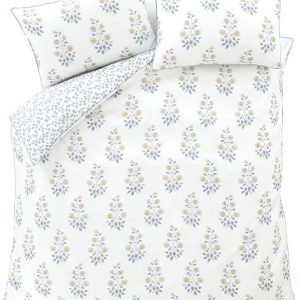 Bílé damaškové prodloužené povlečení na dvoulůžko 230x220 cm Eloise Floral – Bianca