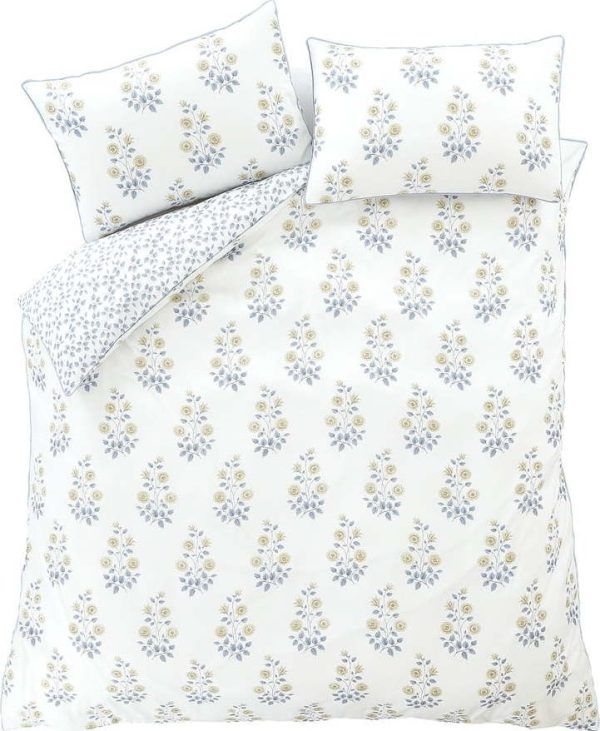 Bílé damaškové prodloužené povlečení na dvoulůžko 230x220 cm Eloise Floral – Bianca