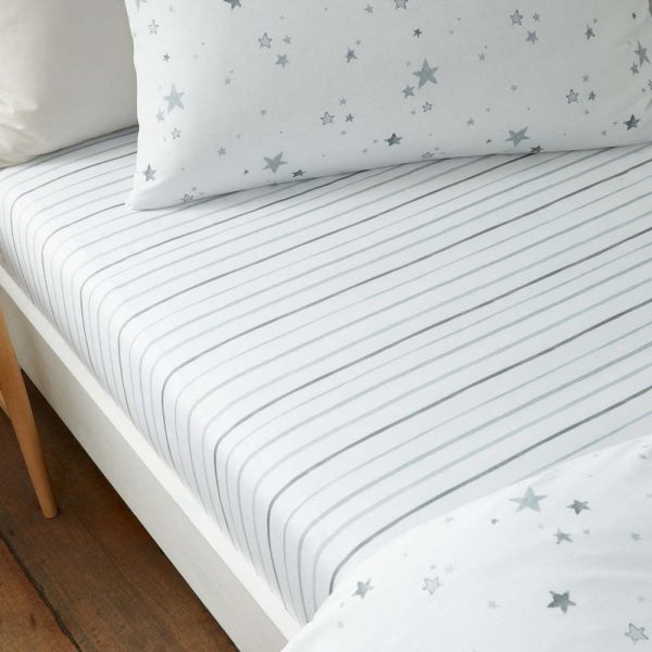 Bílé napínací bavlněné dětské prostěradlo na dvoulůžko 135x200 cm Stars – Bianca