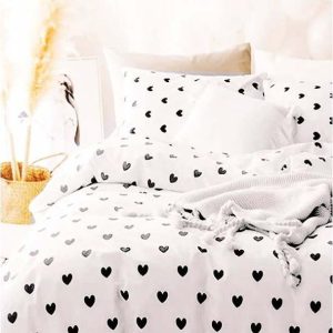 Bílé prodloužené povlečení na jednolůžko z bavlny Renforcé s prostěradlem/3dílné 160x220 cm Mini Hearts – Mila Home