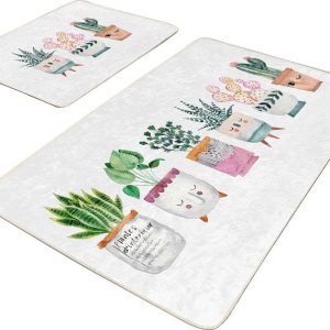 Bílé sametové koupelnové předložky v sadě 2 ks 60x100 cm Succulent – Mila Home