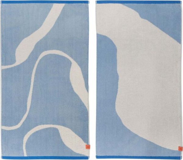 Bílo-modré ručníky v sadě 2 ks z Bio bavlny 50x90 cm Nova Arte – Mette Ditmer Denmark
