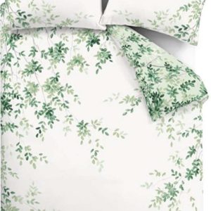 Bílo-zelené bavlněné prodloužené povlečení na dvoulůžko 230x220 cm Scenic Leaves – RHS