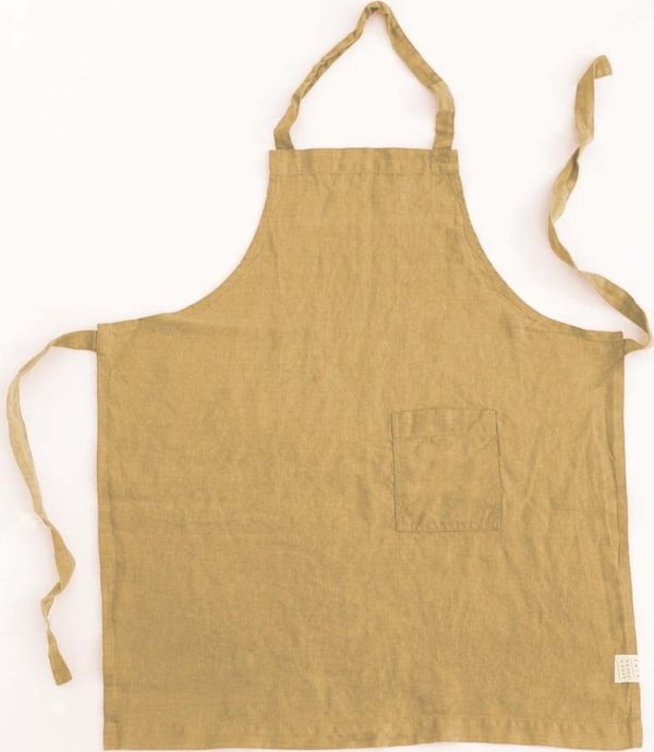 Dětská tmavě žlutá lněná zástěra Linen Tales Regular