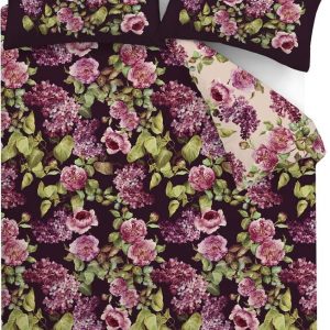 Fialové bavlněné povlečení na dvoulůžko 200x200 cm Pia Floral – RHS