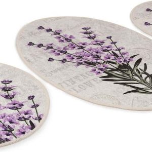 Fialovo-béžové koupelnové předložky v sadě 3 ks 60x100 cm Lavender – Foutastic