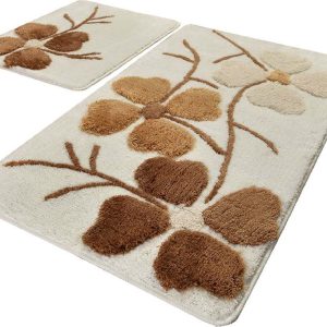 Hnědo-krémové koupelnové předložky v sadě 2 ks 60x100 cm Kırcicegi – Foutastic