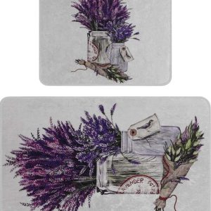 Koupelnové předložky ve fialové a světle šedé barvě v sadě 2 ks 60x100 cm Purpura – Foutastic