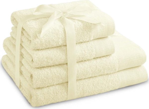 Krémové froté bavlněné ručníky a osušky v sadě 4 ks Amari – Restilo
