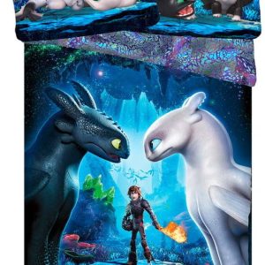 Modré bavlněné dětské povlečení na jednolůžko 140x200 cm How To Train Your Dragon – Jerry Fabrics