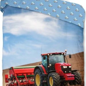 Modré flanelové dětské povlečení na jednolůžko 140x200 cm Tractor – Good Morning