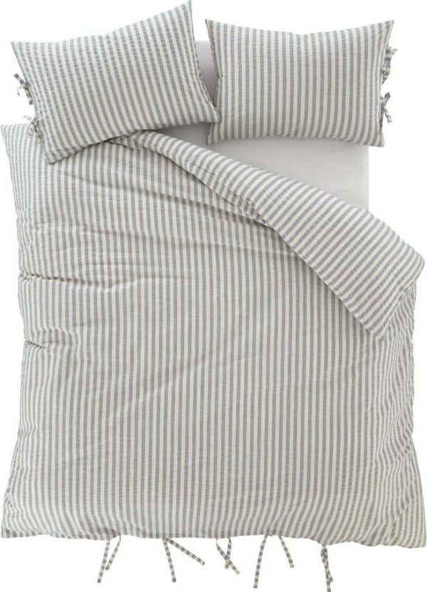 Modré prodloužené povlečení na dvoulůžko 230x220 cm Zanzibar Stripe – Pineapple Elephant