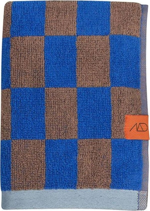 Modro-hnědý ručník z bio bavlny 50x90 cm Retro – Mette Ditmer Denmark