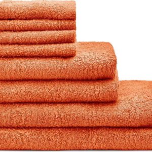 Oranžové rychleschnoucí bavlněné ručníky a osušky v sadě 8 ks Quick Dry – Catherine Lansfield