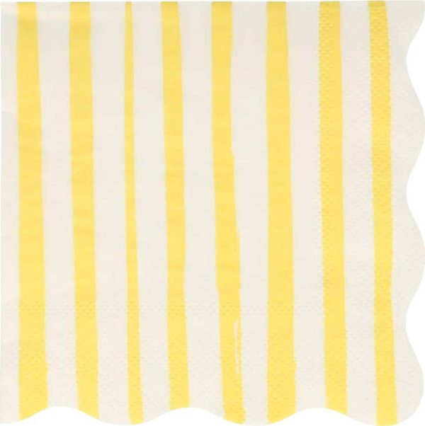 Papírové ubrousky v sadě 16 ks Yellow Stripe – Meri Meri
