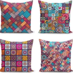 Povlaky na polštáře v sadě 4 ks 45x45 cm Mandala Tiles – Minimalist Cushion Covers