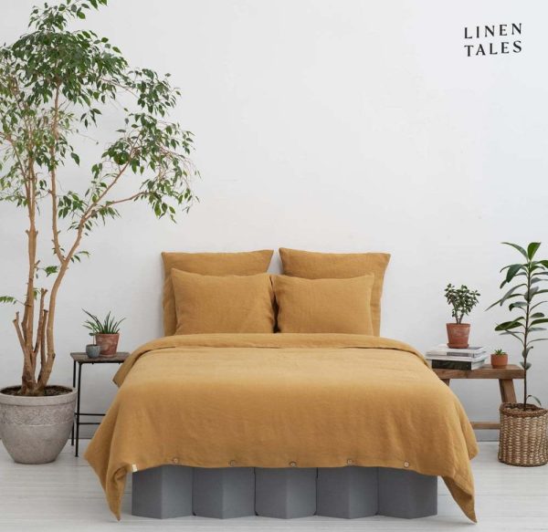 Povlečení na dvoulůžko z konopného vlákna v hořčicové barvě 200x220 cm – Linen Tales