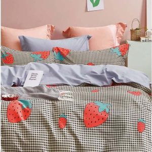 Prodloužené povlečení na jednolůžko z bavlny Renforcé s prostěradlem/3dílné 160x220 cm Strawberry – Mila Home
