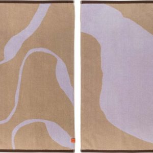 Ručníky v sadě 2 ks z Bio bavlny v levandulové a světle hnědé barvě 50x90 cm Nova Arte – Mette Ditmer Denmark