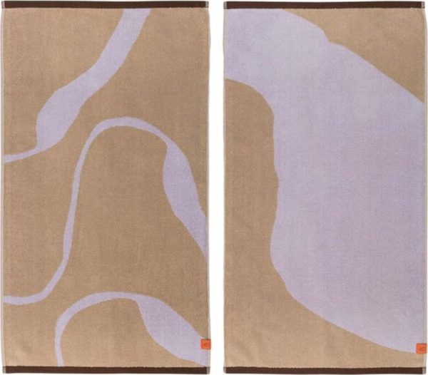 Ručníky v sadě 2 ks z Bio bavlny v levandulové a světle hnědé barvě 50x90 cm Nova Arte – Mette Ditmer Denmark
