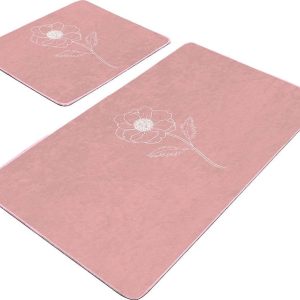 Růžové sametové koupelnové předložky v sadě 2 ks 60x100 cm – Mila Home